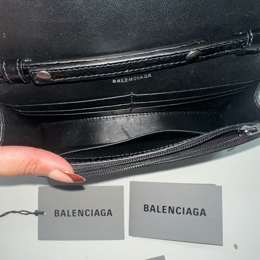 Balenciaga Black Crossbody Bag with Croc-Embossed Leather - Picture 3 of 4